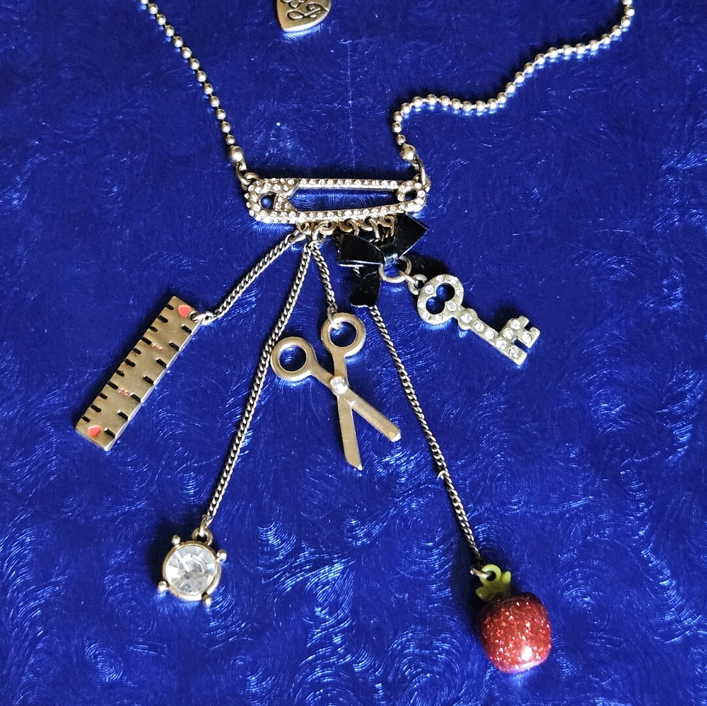 🍎🏫Betsey Scholastic Bar-type Charm Necklace School Motif Charms - NWOT🏫🍎